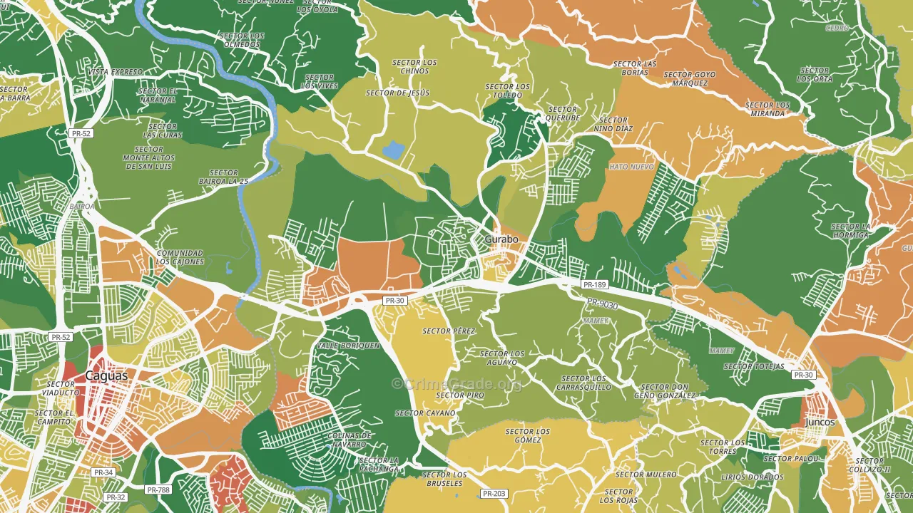 Gurabo Municipio, PR Map of Assault Rates