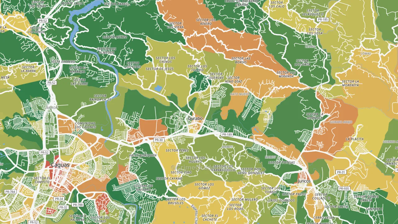 Gurabo, PR Map of Assault Rates