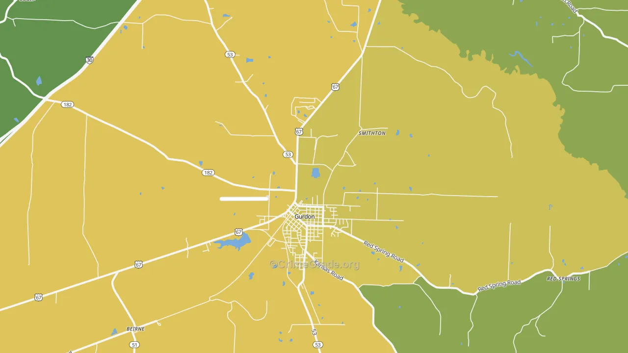 Gurdon, AR Map of Assault Rates