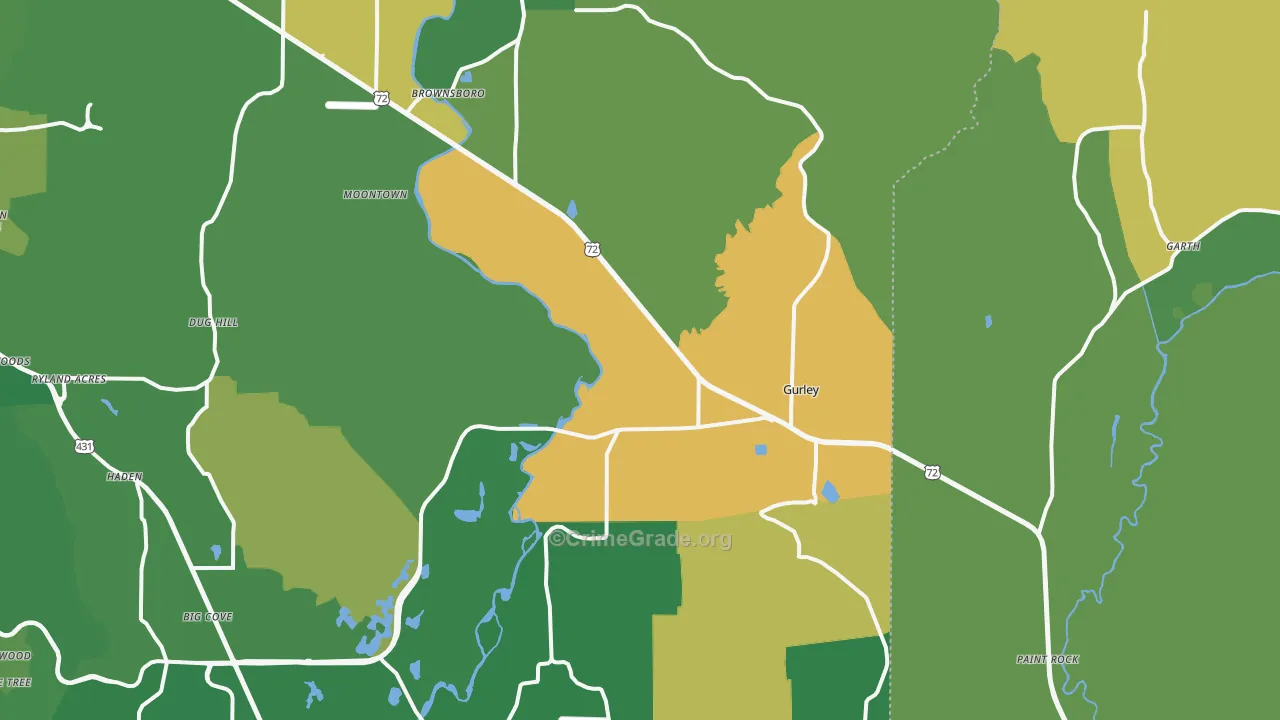 Gurley, AL Map of Assault Rates