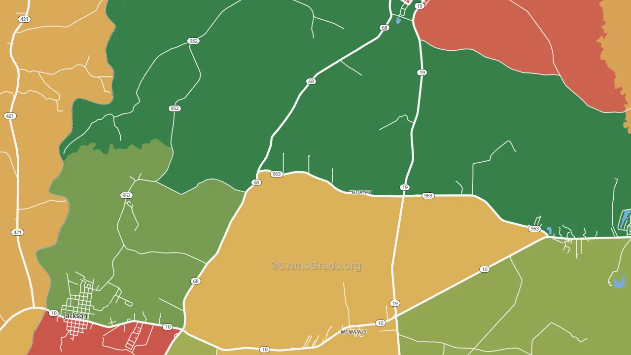 Gurley, LA Map of Assault Rates