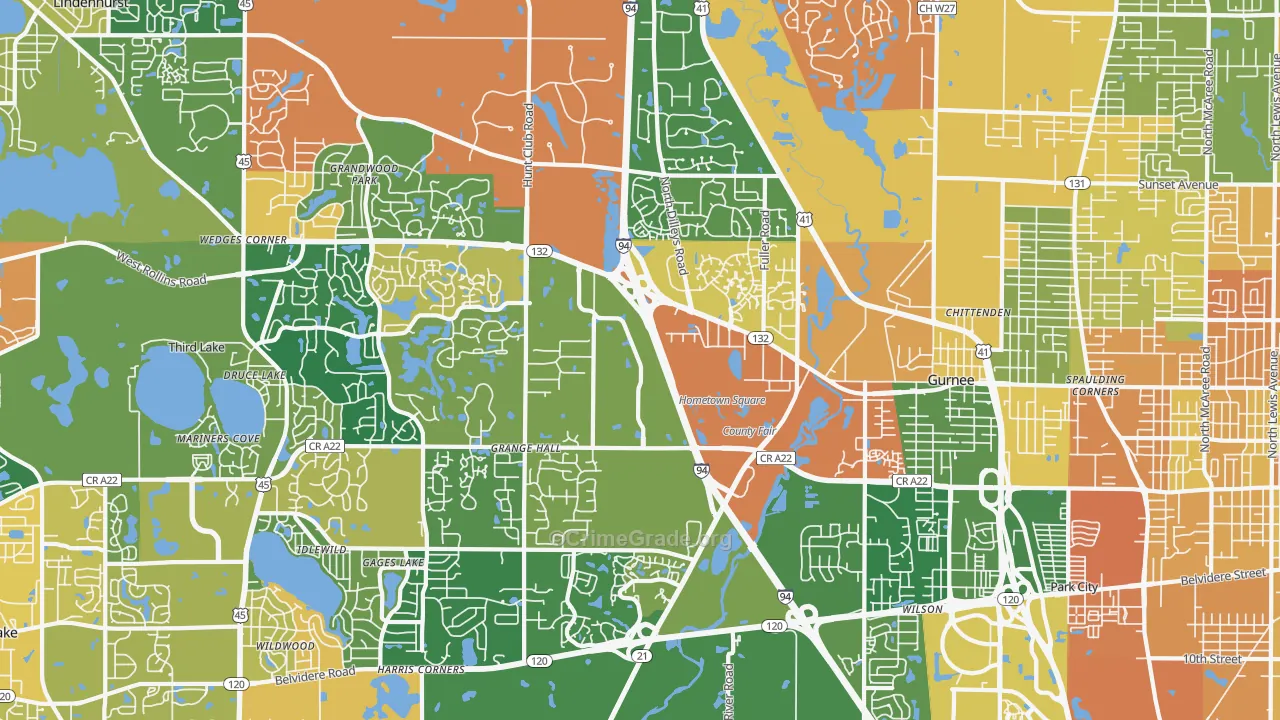 Gurnee, IL Map of Assault Rates