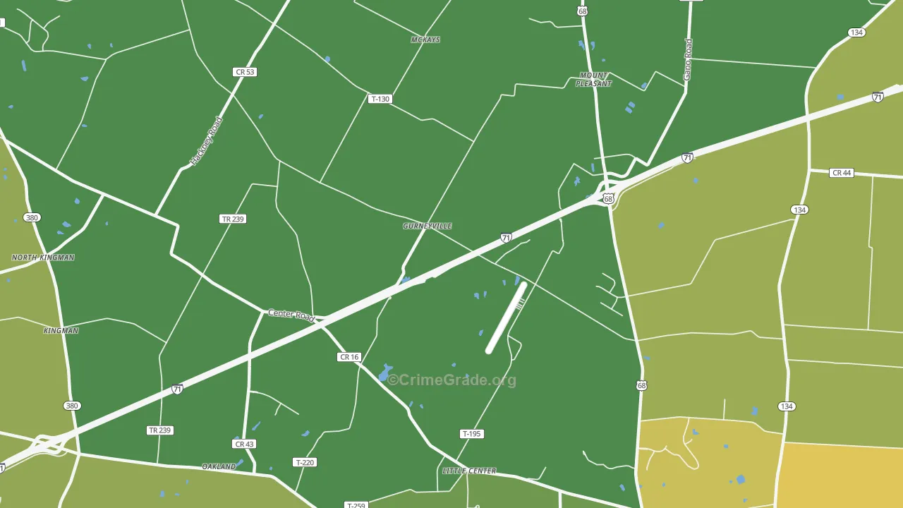 Gurneyville, OH Map of Assault Rates