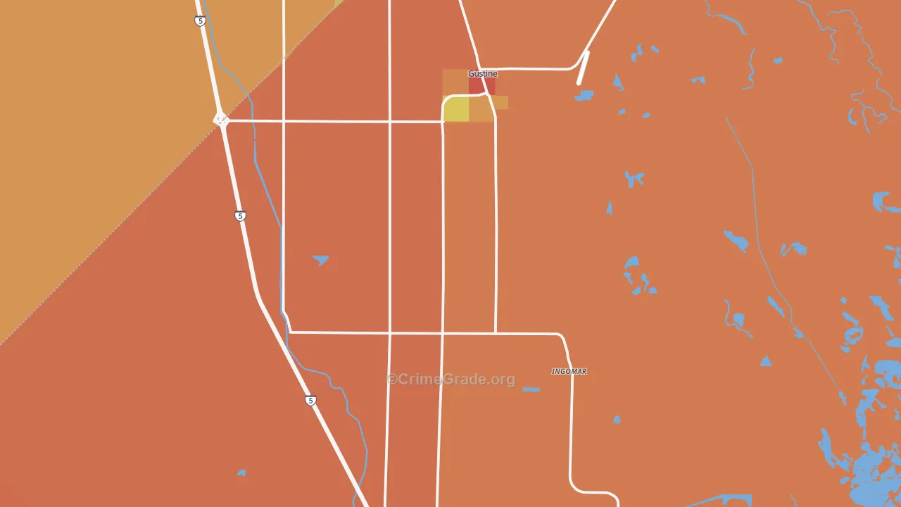Gustine, CA Map of Assault Rates