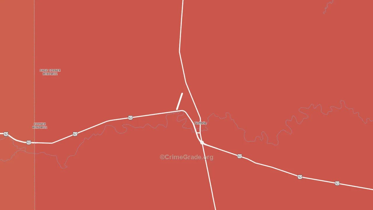 Guthrie, TX Map of Assault Rates