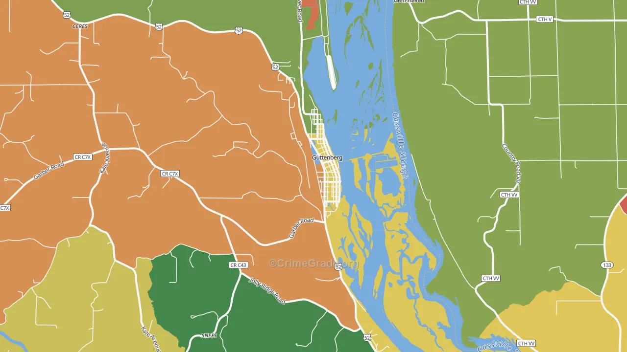 Guttenberg, IA Map of Assault Rates