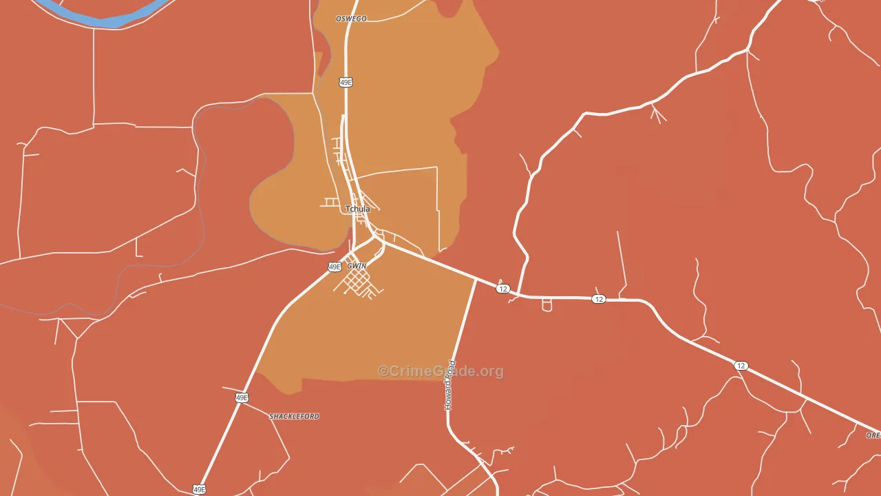 Gwin, MS Map of Assault Rates