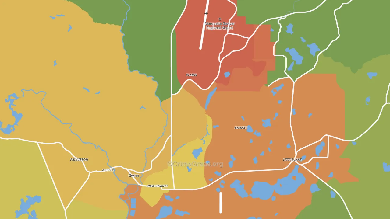 Gwinn, MI Map of Assault Rates