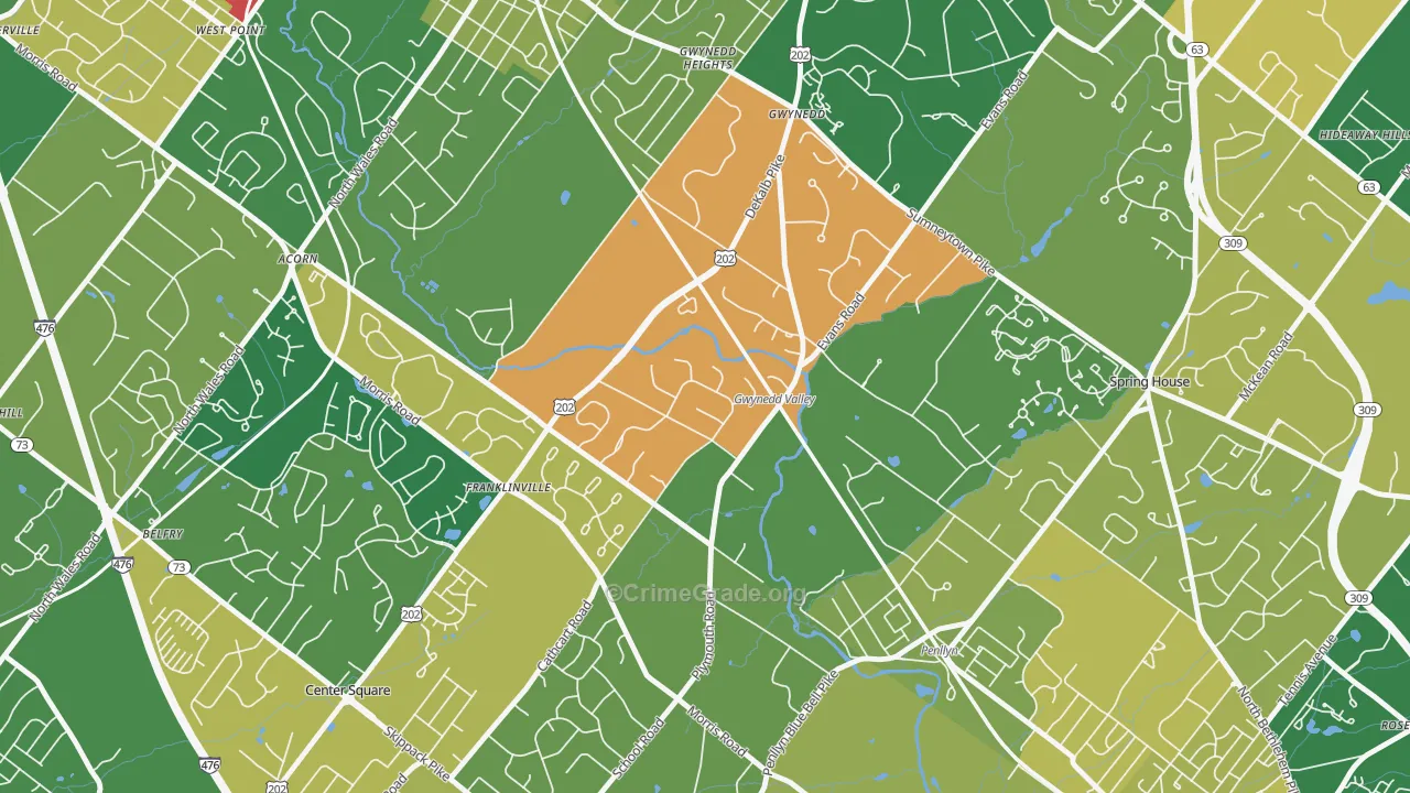 Gwynedd Valley, PA Map of Assault Rates