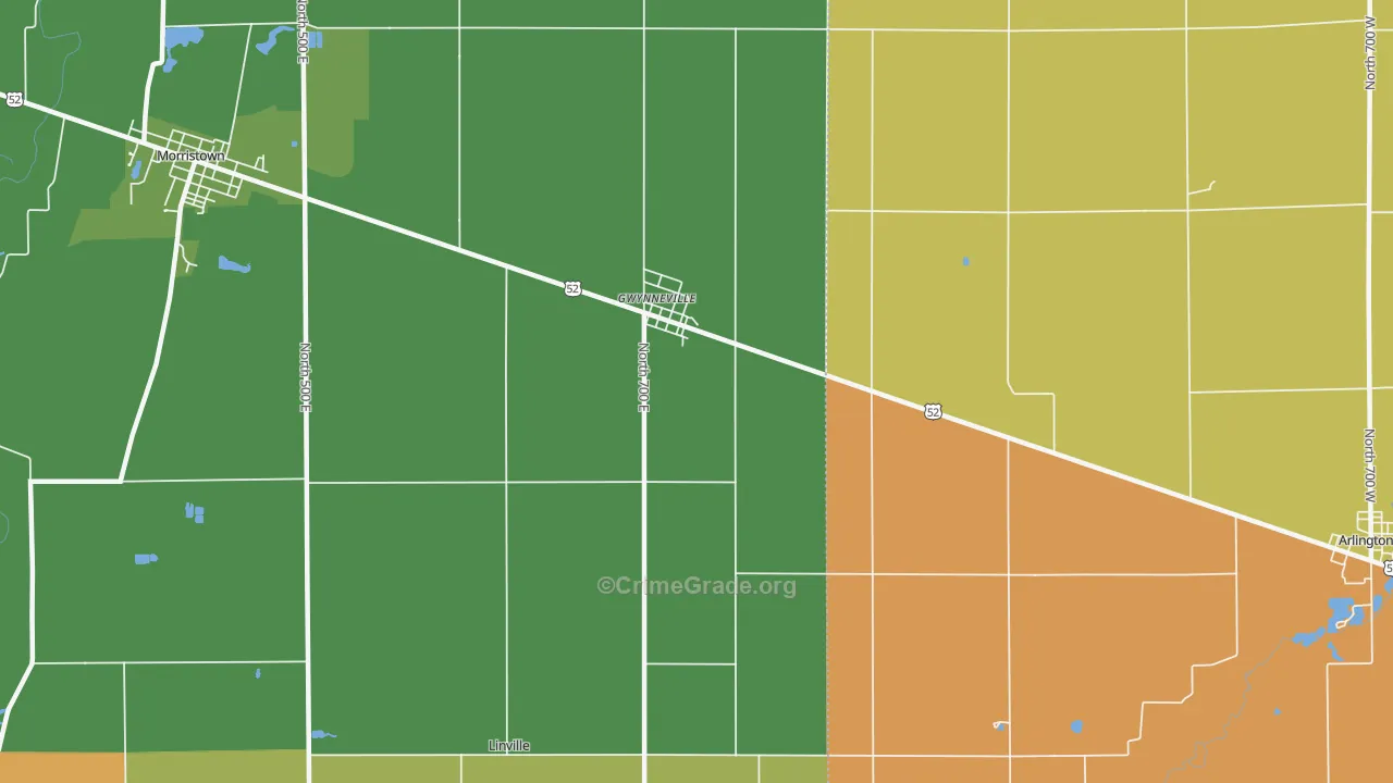 Gwynneville, IN Map of Assault Rates