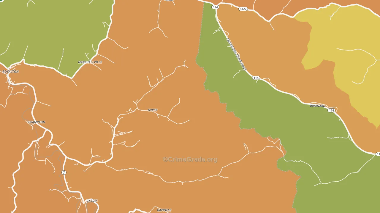 Gypsy, KY Map of Assault Rates