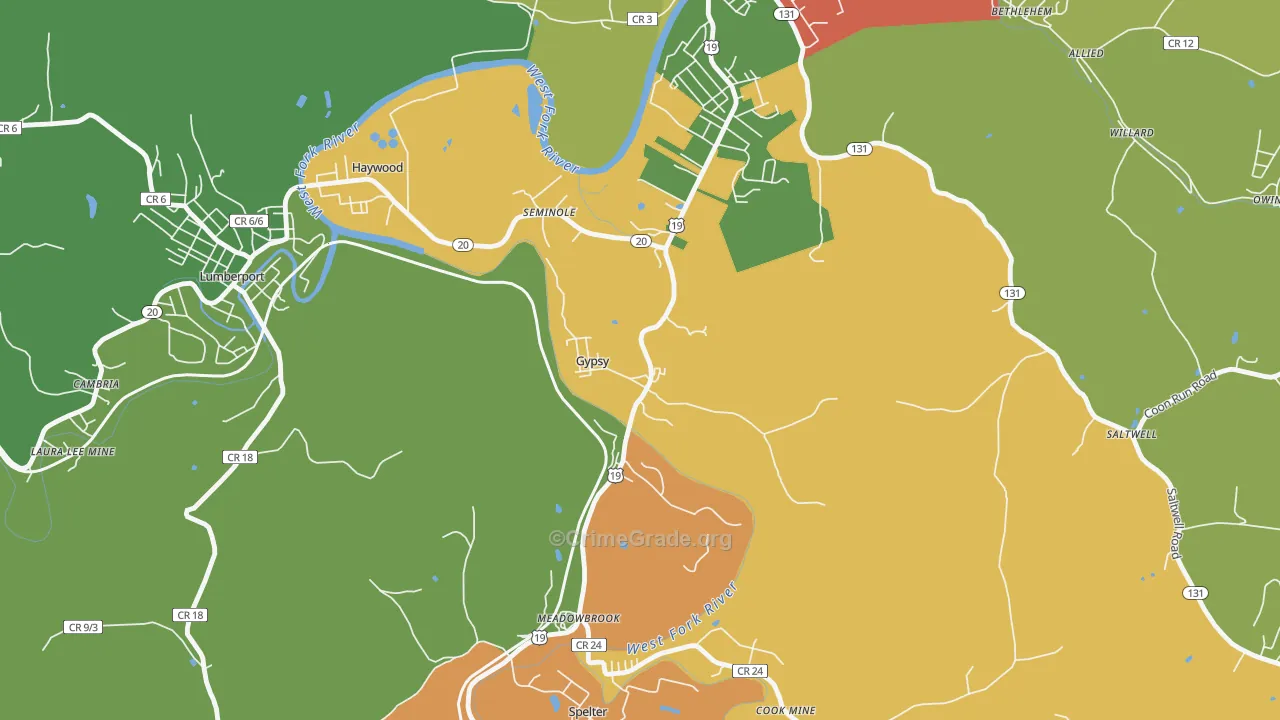 Gypsy, WV Map of Assault Rates