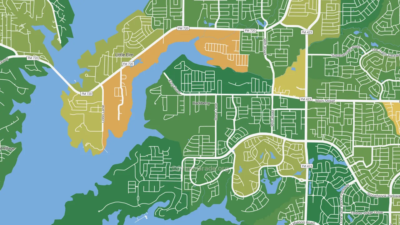 Hackberry, TX Map of Assault Rates