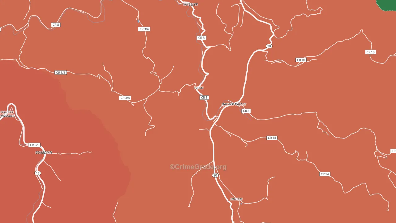 Hacker Valley, WV Map of Assault Rates