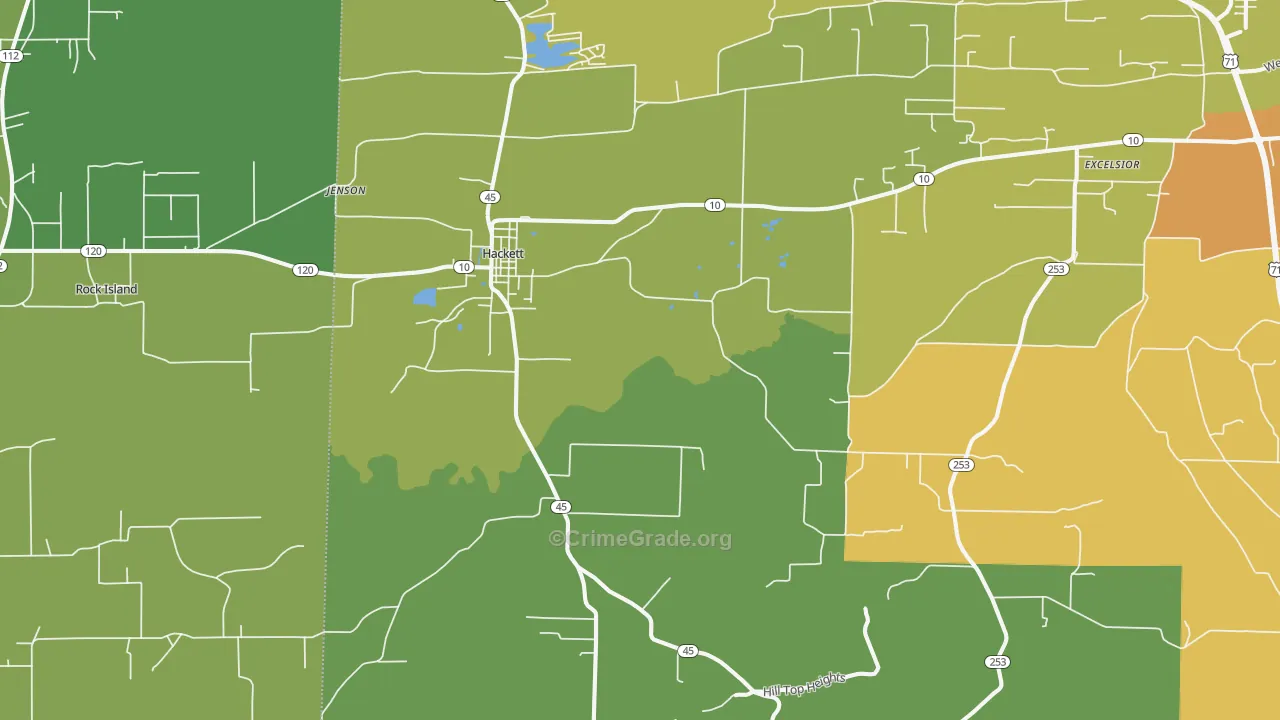 Hackett, AR Map of Assault Rates
