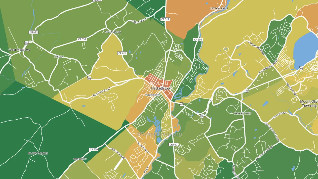 Hackettstown, NJ Map of Assault Rates