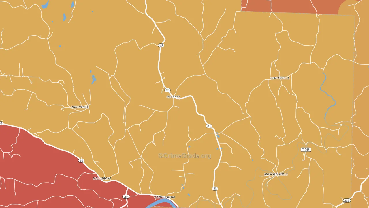 Hackney, OH Map of Assault Rates