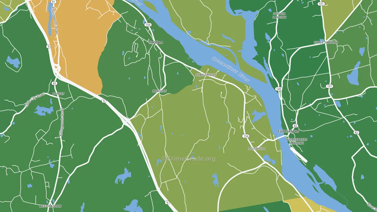 Haddam, CT Map of Assault Rates
