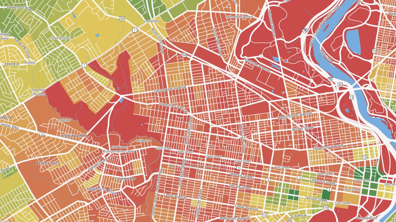 Haddington-Carroll Park, Philadelphia, PA Map of Assault Rates