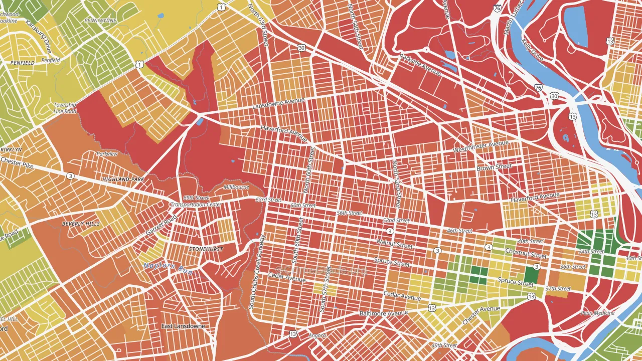 Haddington, Philadelphia, PA Map of Assault Rates