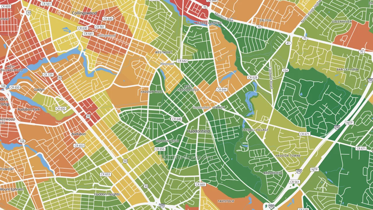 Haddonfield, NJ Map of Assault Rates