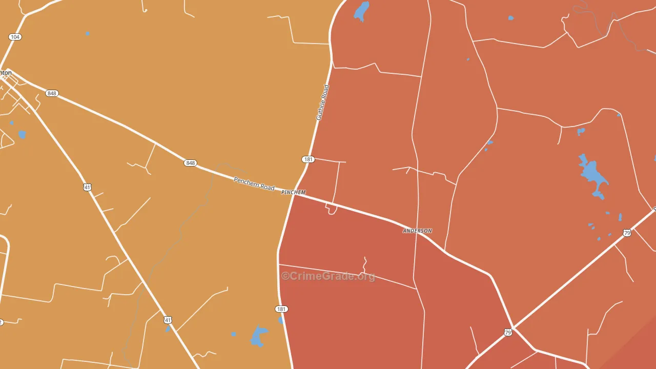 Hadensville, KY Map of Assault Rates