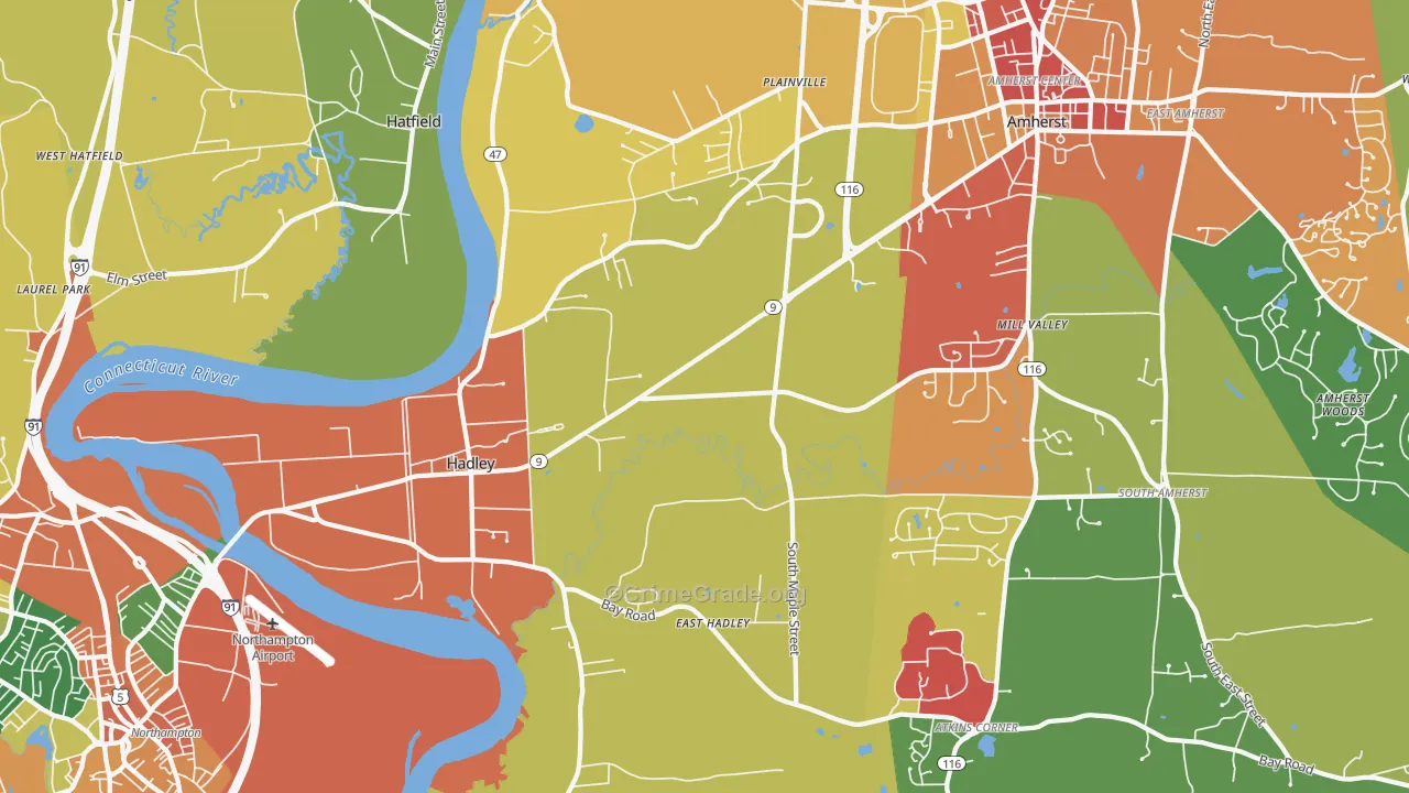 Hadley, MA Map of Assault Rates