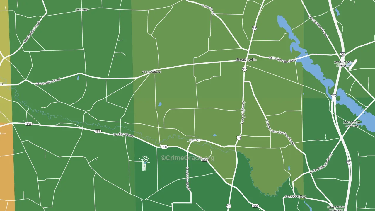 Hadley, PA Map of Assault Rates