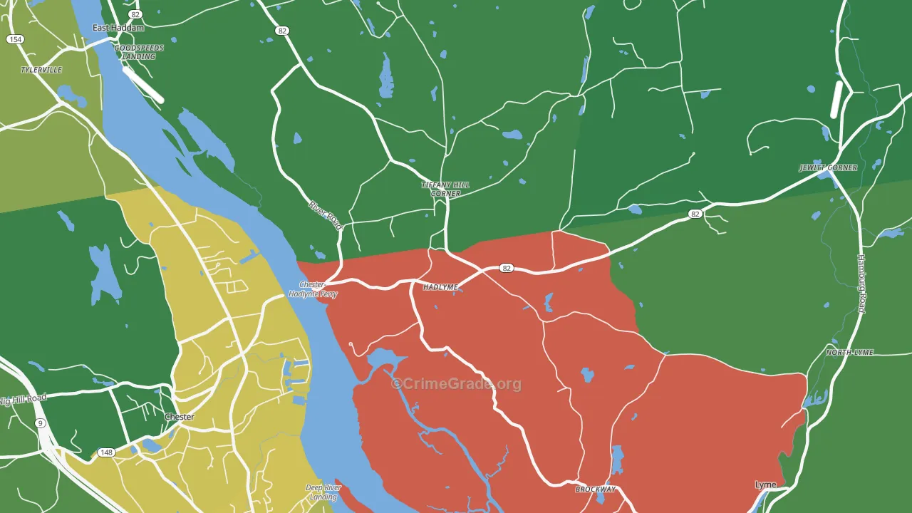 Hadlyme, CT Map of Assault Rates