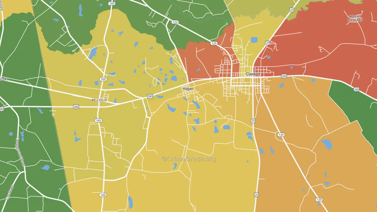 Hagan, GA Map of Assault Rates