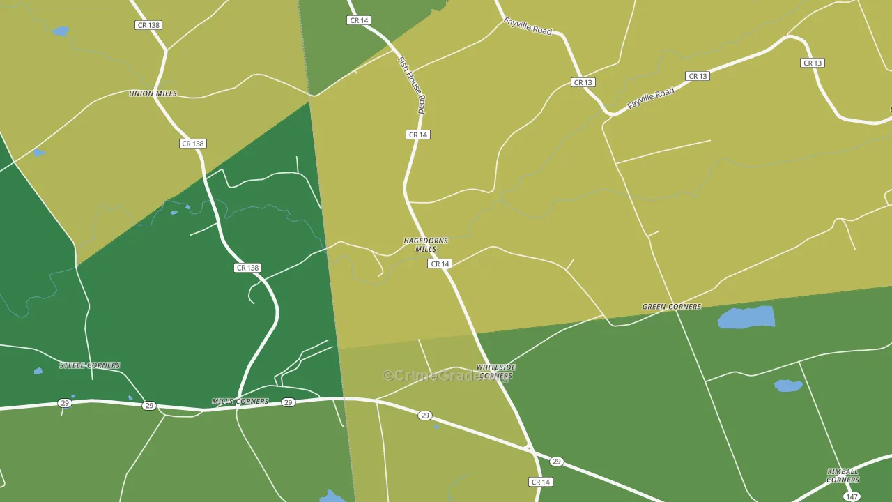 Hagedorns Mills, NY Map of Assault Rates