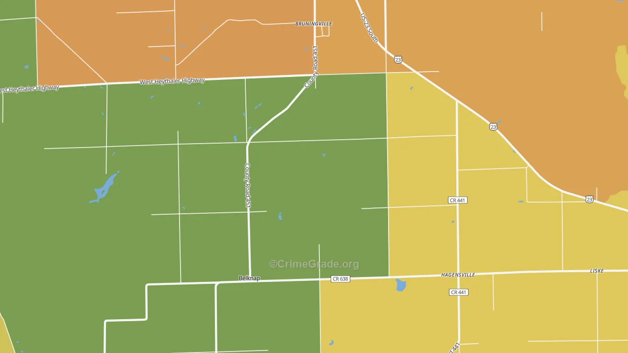 Hagensville, MI Map of Assault Rates