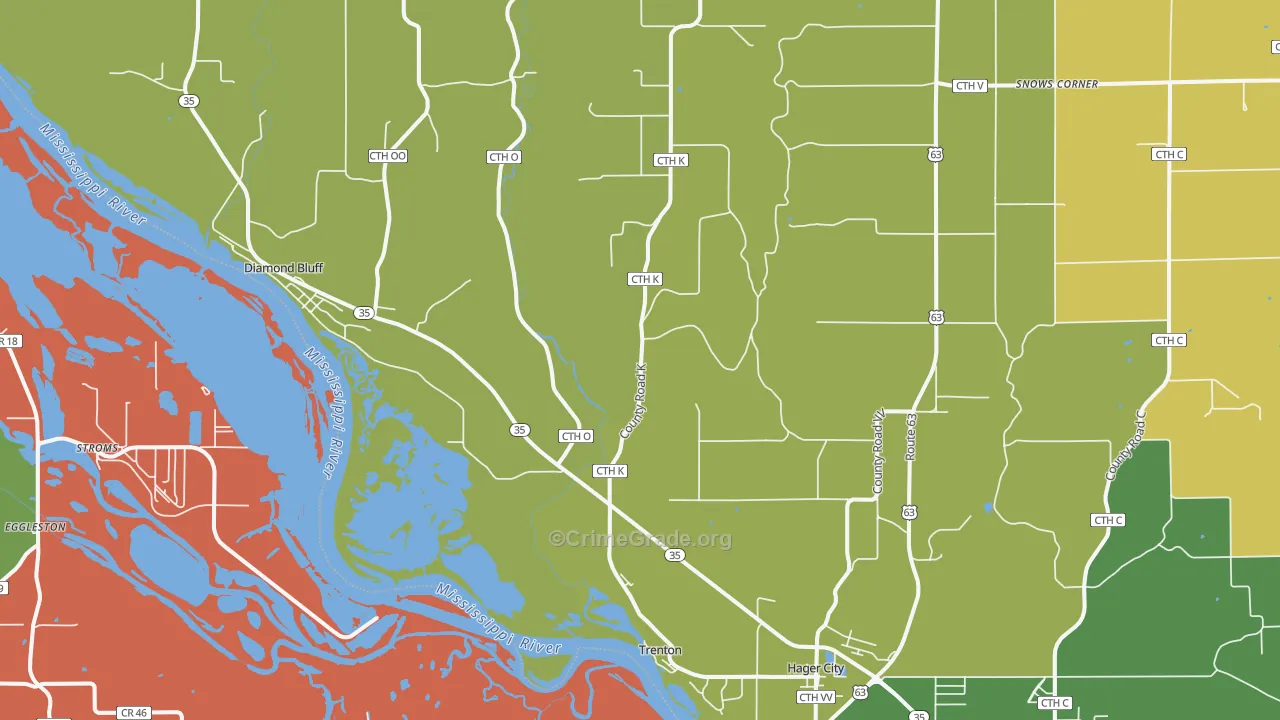 Hager City, WI Map of Assault Rates