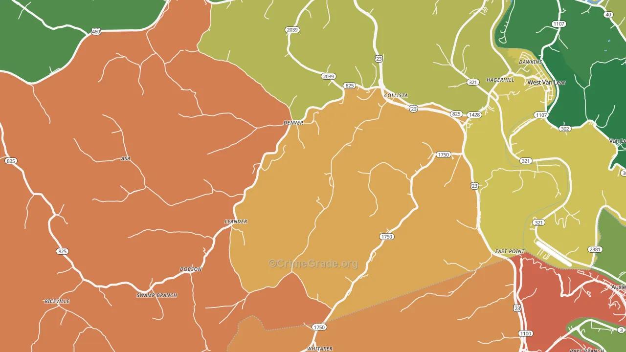 Hagerhill, KY Map of Assault Rates