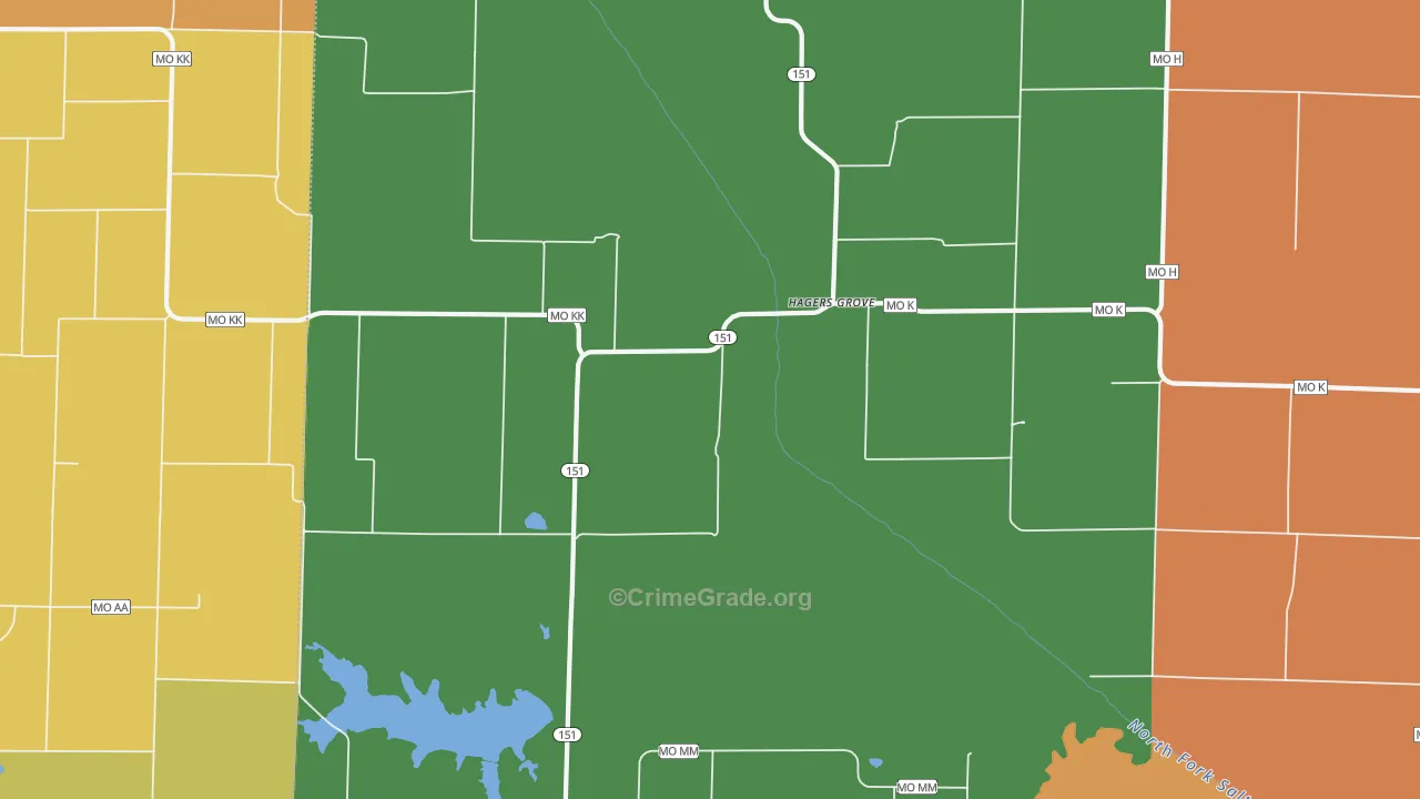 Hagers Grove, MO Map of Assault Rates