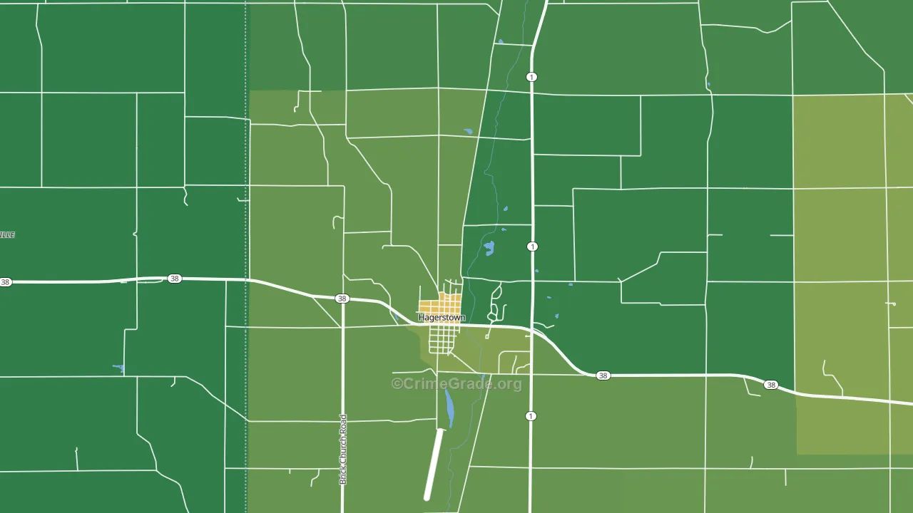 Hagerstown, IN Map of Assault Rates