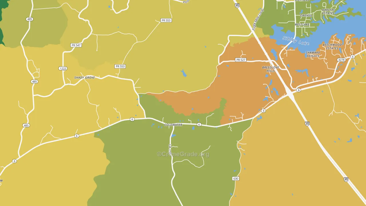 Hagewood, LA Map of Assault Rates