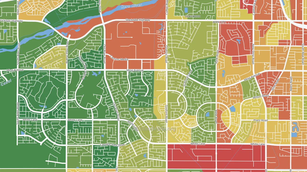 Haggin Oaks, Bakersfield, CA Map of Assault Rates