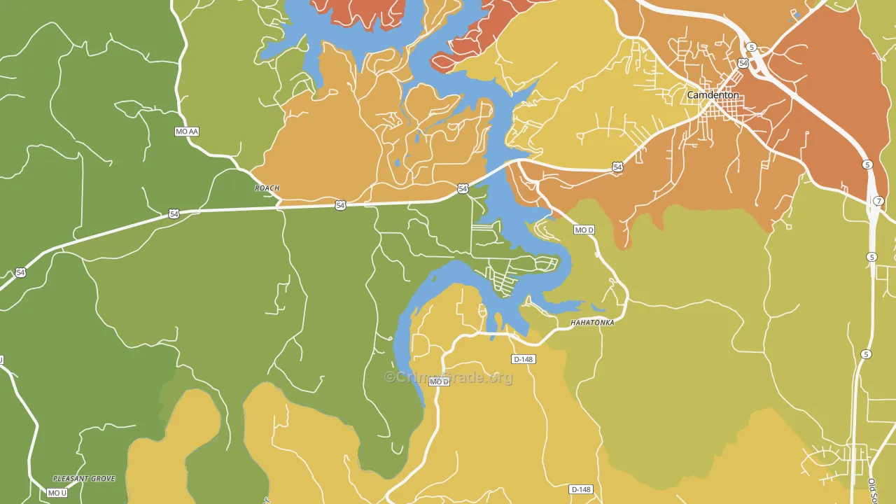 Hahatonka, MO Map of Assault Rates