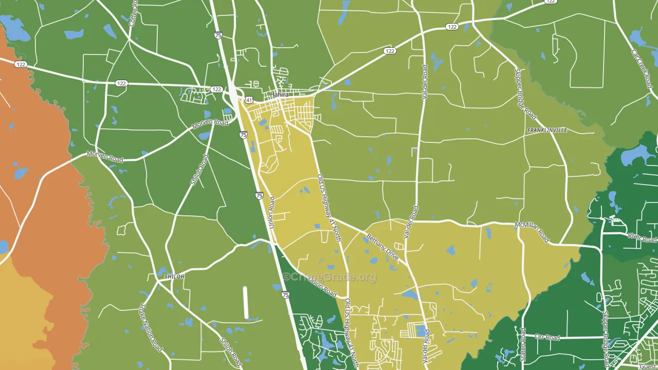 Hahira, GA Map of Assault Rates