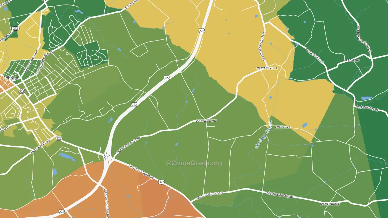 Hahnstown, PA Map of Assault Rates
