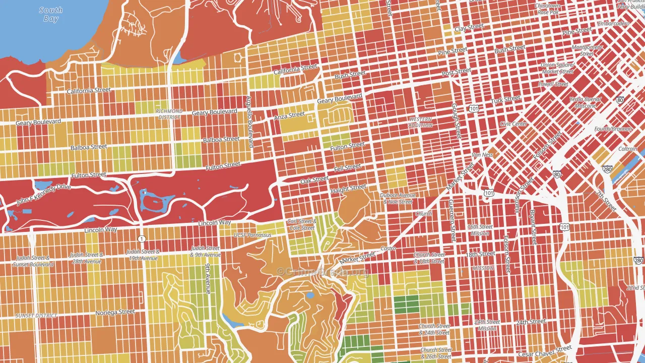 Haight-Ashbury, San Francisco, CA Map of Assault Rates