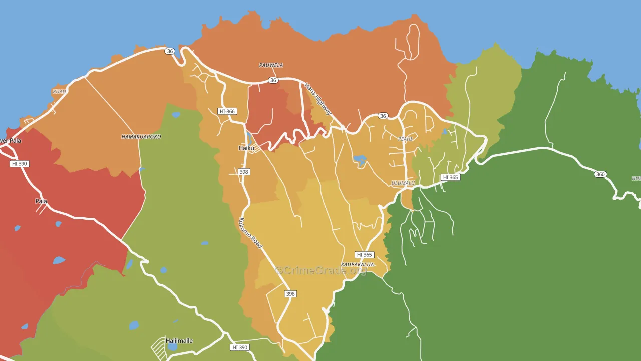 Haiku-Pauwela, HI Map of Assault Rates