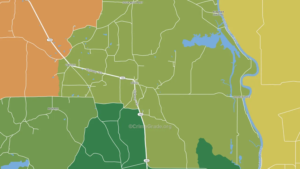 Haile, LA Map of Assault Rates