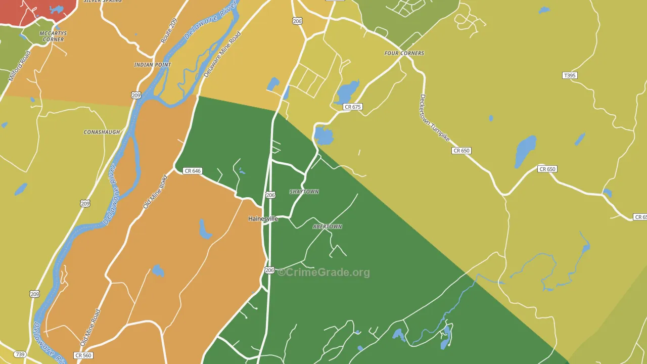Hainesville, NJ Map of Assault Rates