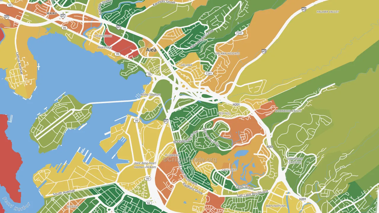 Halawa, HI Map of Assault Rates