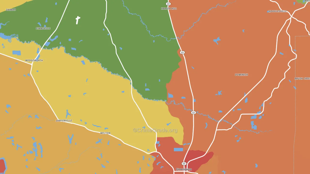 Hale County, AL Map of Assault Rates
