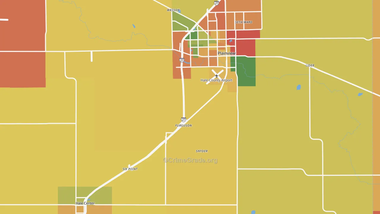 Hale County, TX Map of Assault Rates