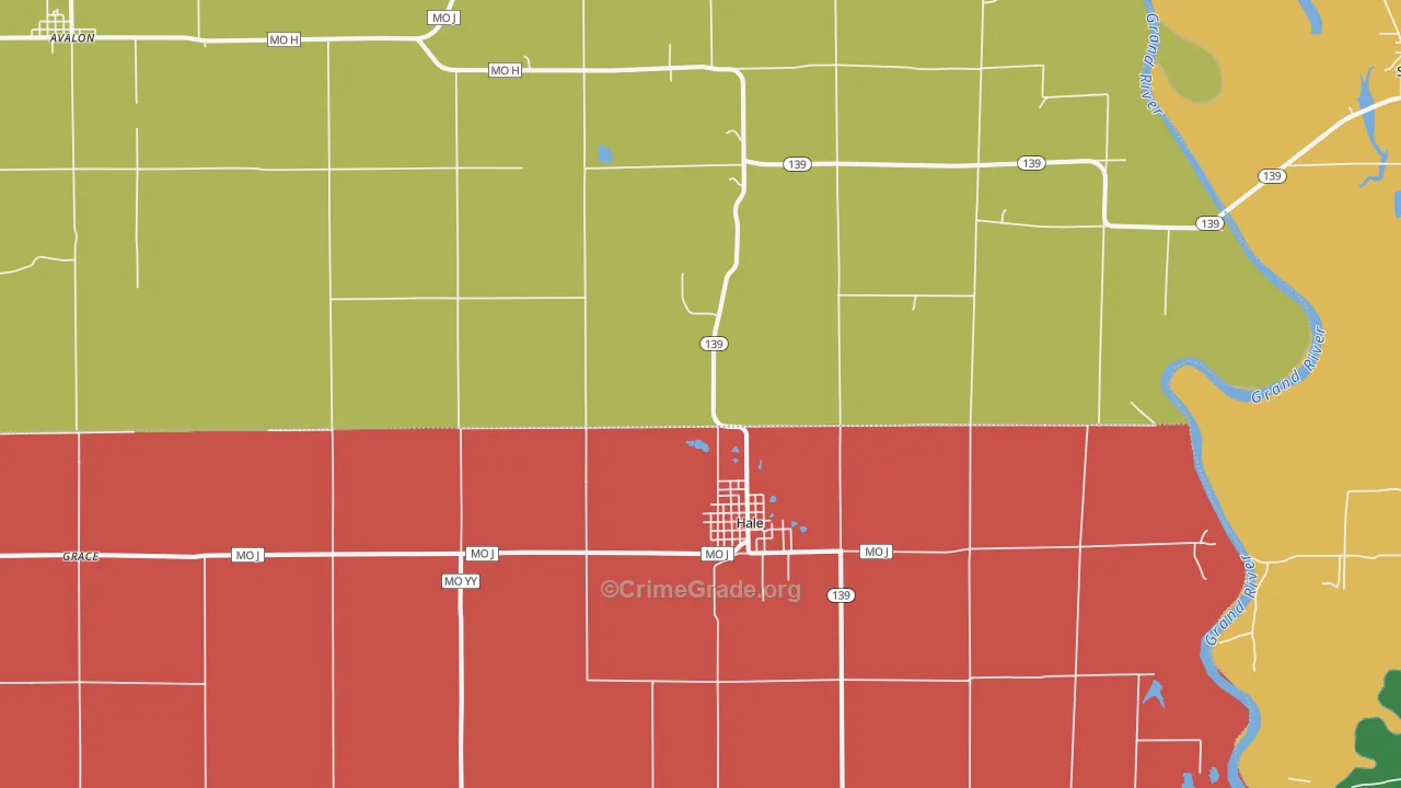 Hale, MO Map of Assault Rates