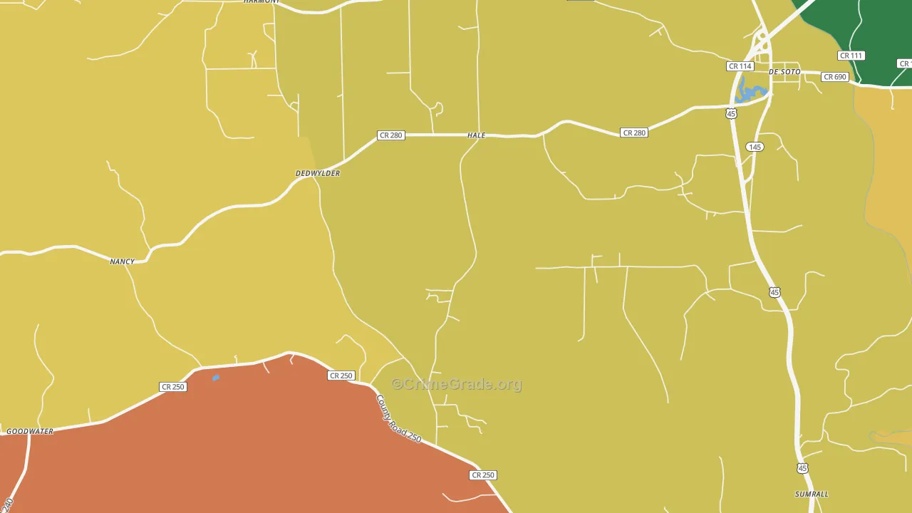Hale, MS Map of Assault Rates